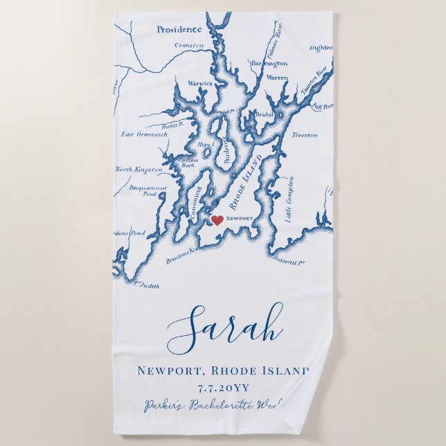 Newport RI Personalisiert Bachelorette Weekend Strandtuch (Vorderseite)