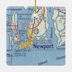 Newport RI Vintage Karte Keramikornament