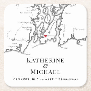 Newport RI Wedding Welcome Party Cocktail Hour Rechteckiger Pappuntersetzer