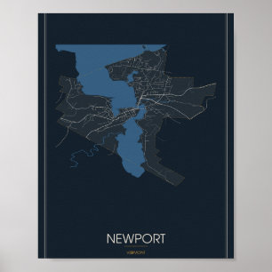 Newport, Vermont Straßenkarte Poster (Nacht) –