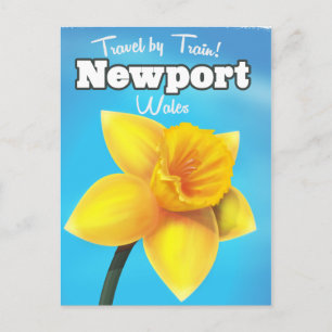 Newport Wales Vintage-Osterblumen-Reiseplakat Postkarte