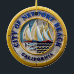 Newport's Balboa Pier 2 rund Keramik Ornament<br><div class="desc">Schöner Newport Strand in Südkalifornien mit dem Balboa Pier bei Sonnenuntergang. Dieses zweiseitige Ornament ist lebendig mit verschiedenen Aussichten und macht einen großartigen Urlaub memento.</div>