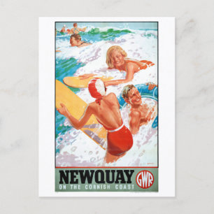 Newquay auf dem Cornish Coast Vintage Poster 1937 Postkarte