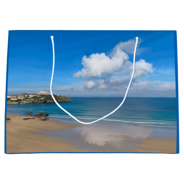 Newquay Bay im Sommer Große Geschenktüte (Vorderseite)
