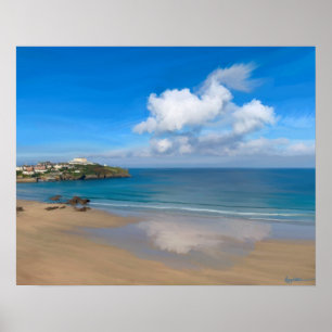 Newquay Bay im Sommer Poster