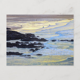Newquay Beach Sunset Postkarte