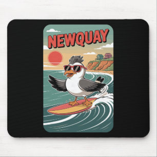 Newquay Beach Vibes, Lustige Retro-Sonnenuntergang Mousepad