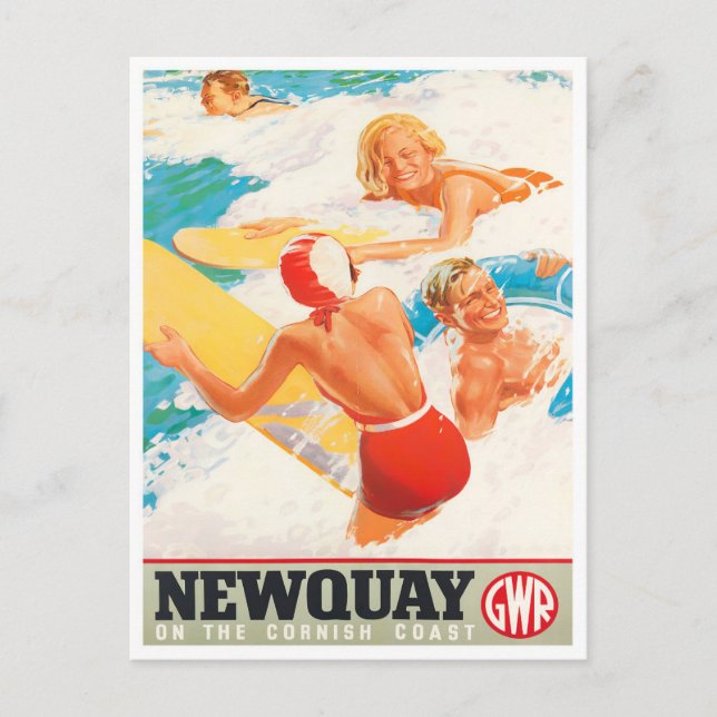 Newquay Britain vintage travel Postcard Postkarte (Vorderseite)