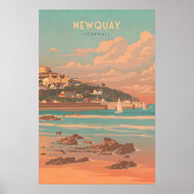 Newquay Cornwall Reiseplakat Poster (Vorne)