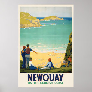 Newquay Cornwall Reiseplakat Vintage Cornish Poster