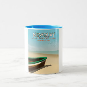 Newquay England Vintage-Küstenreiseplakat Zweifarbige Tasse