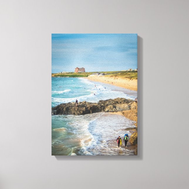 Newquay Fistral Beach bei Sunset Leinwanddruck (Vorderseite)