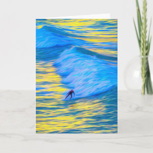 Newquay Surfer Art Karte