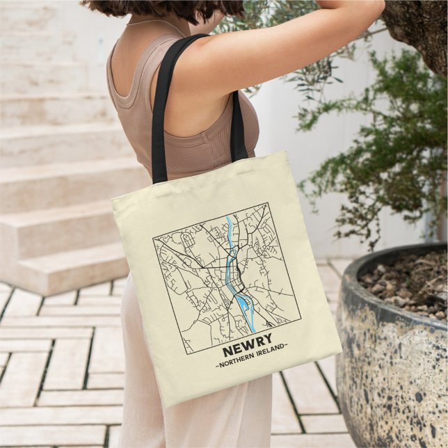 Newry, Northern Ireland City Map Tote Bag Tragetasche (Von Creator hochgeladen)