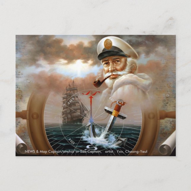 NEWS & Map Captain/anchor or Sea Captain Postkarte (Vorderseite)