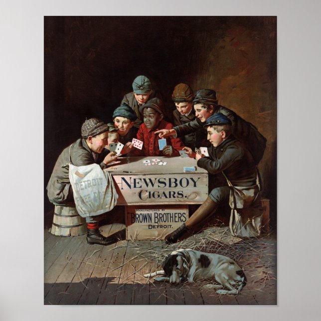 Newsboy Cigars Vintage Poster restauriert (Vorne)