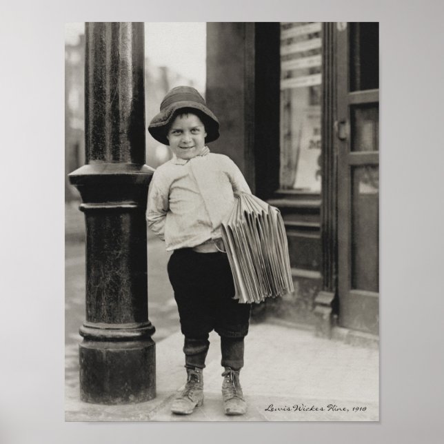 Newsboy in St. Louis von Lewis Wickes Hine, 1910 Poster (Vorne)