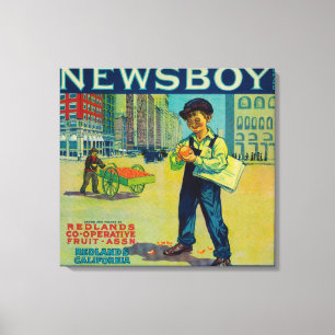 Newsboy Orange LabelRedlands, CA Leinwanddruck