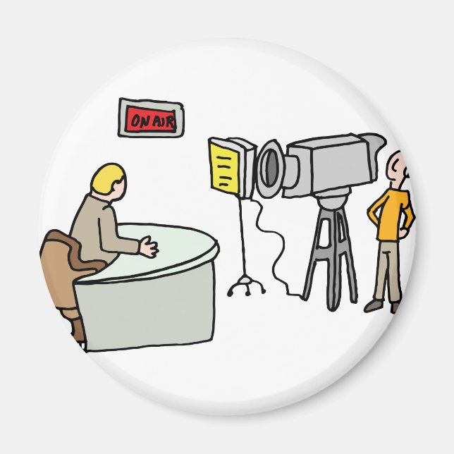 Newscaster Reporting live im Studio Magnet (Vorne)