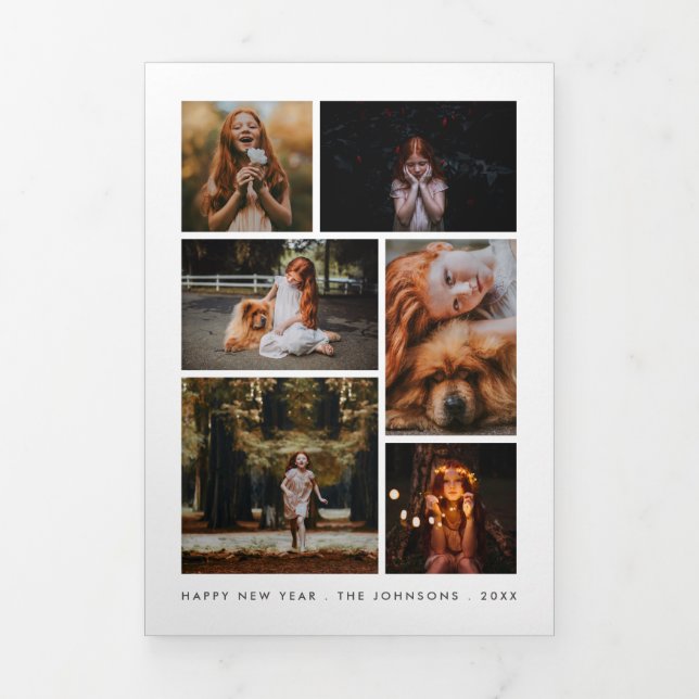 Newsletter "Collage Personalisiert New Year" Dreifach Gefaltete Urlaubskarte (Cover)