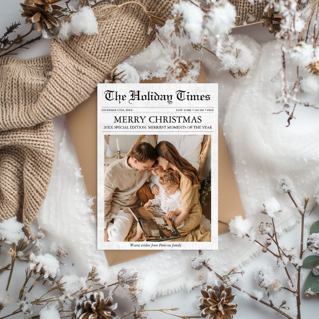 Newsletter der Zeitung Weihnachten 1 Foto Einzigar (Newspaper Christmas Card Budget Unique Family Photo Newsletter | What a year | Year in review)