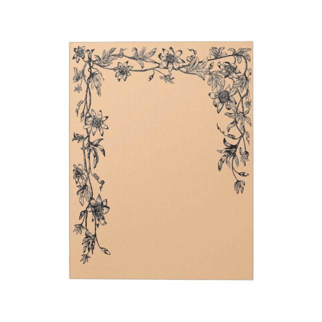 Newsletter Rustica Blume Border Sepia Notepad Notizblock (Rotiert)