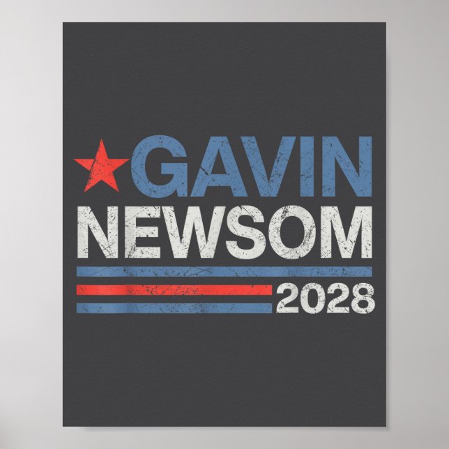 Newsom 2028 President 48 Us Flag Election Campaign Poster (Vorne)