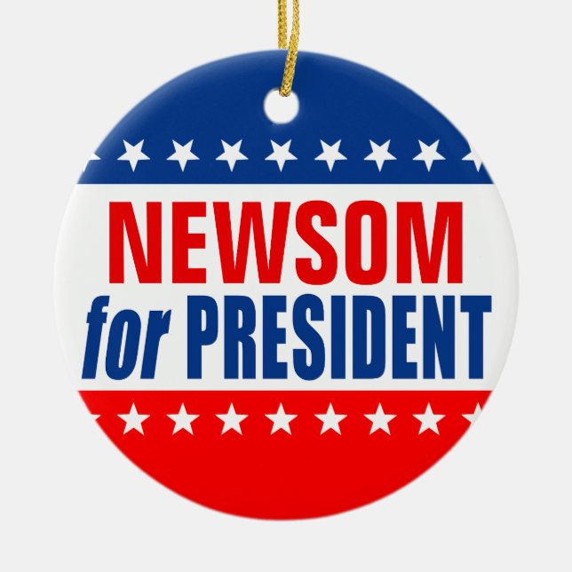 "NEWSOM als PRÄSIDENT" Keramik Ornament (Vorne)