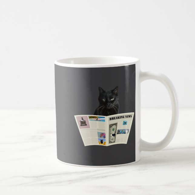 Newspaper Breaking News Black Cat Au Journal  Kaffeetasse (Rechts)