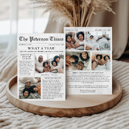 Newspaper Christmas Card 6 Photos Family Holiday Feiertagskarte