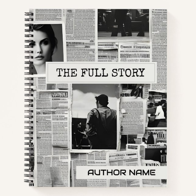 Newspaper Collage Book Cover Inspiration Notebook Notizbuch (Vorderseite)