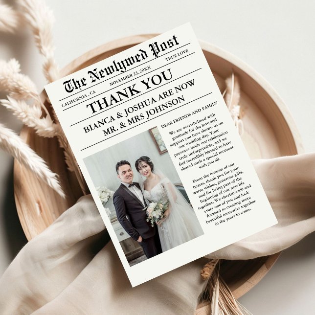 Newspaper Einziges Foto Hochzeit Vielen Dank Einladung (Von Creator hochgeladen)