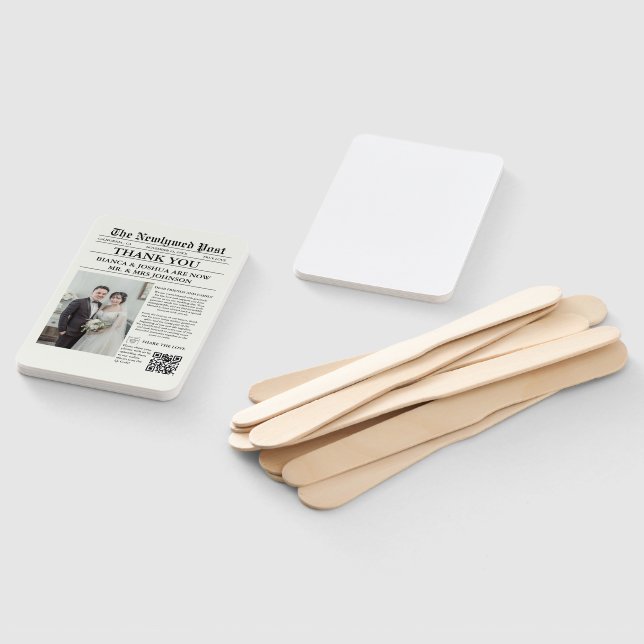 Newspaper Einziges Foto Hochzeit Vielen Dank Fächer (Non-assembled)