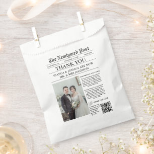 Newspaper Einziges Foto Hochzeit Vielen Dank Geschenktütchen