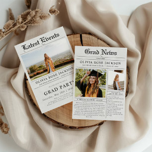 Newspaper Foto Graduation Party Einladung