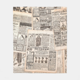 Newspaper pages with antique advertising. Woman's Fleecedecke