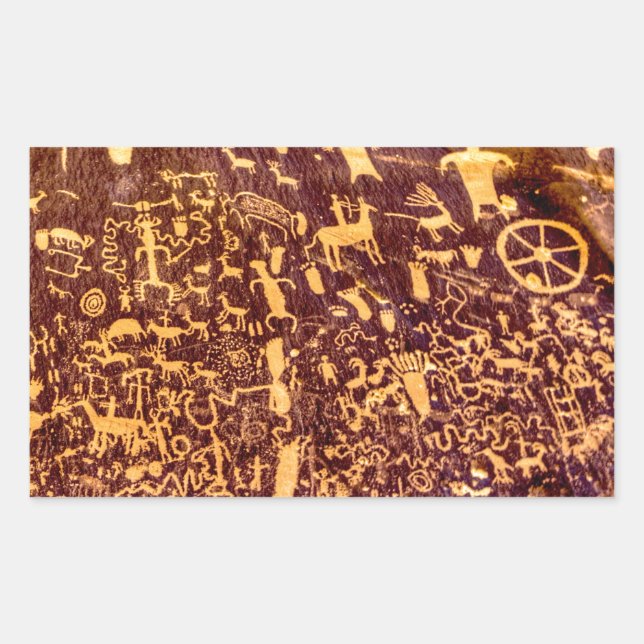 Newspaper Rock Amerikanische Ureinwohner Utah Rechteckiger Aufkleber (Vorderseite)