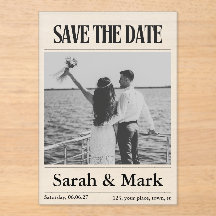 Newspaper Save the Date Vintage Custom photo