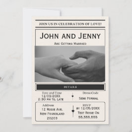 Newspaper-Style Wedding Invitation | Customisable Einladung