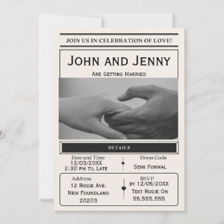 Newspaper-Style Wedding Invitation | Customisable  Einladung