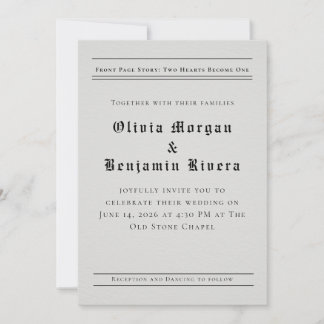 Newspaper-Style Wedding Invitation Einladung