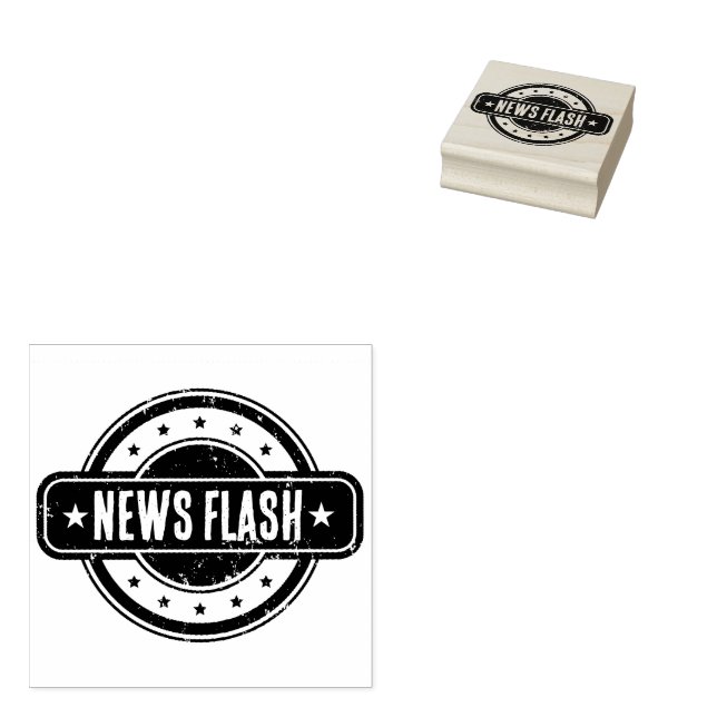 Newspaper Themed Distressed News Flash Gummistempel (Stempel)