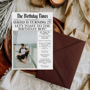 Newspaper Unique Fun Foto 25. Geburtstagsparty Einladung