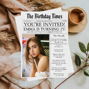 Newspaper Unique Fun Foto 25. Geburtstagsparty Einladung