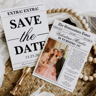 Newspaper Unique Fun Photo Quinceanera Einladung