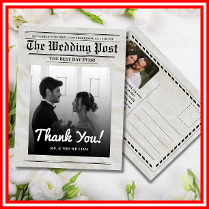 Newspaper Wedding Einzigartiges Vintages Elegant V Postkarte
