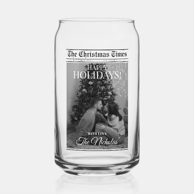 Newspaper What A Year Black White Photo Christmas Dosenglas (Rückseite)