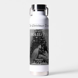 Newspaper What A Year Black White Photo Christmas Trinkflasche