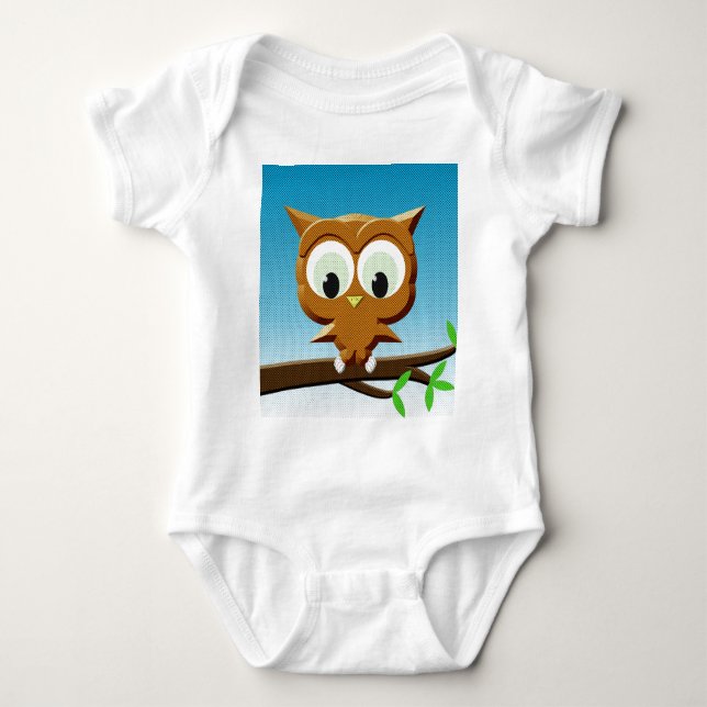Newsprint Cartoon Owl Baby Strampler (Vorderseite)