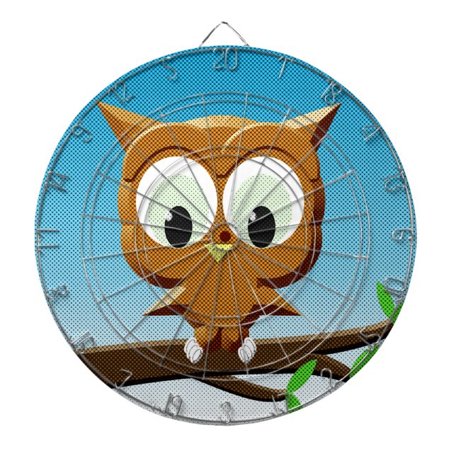 Newsprint Cartoon Owl Dartscheibe (vorne)